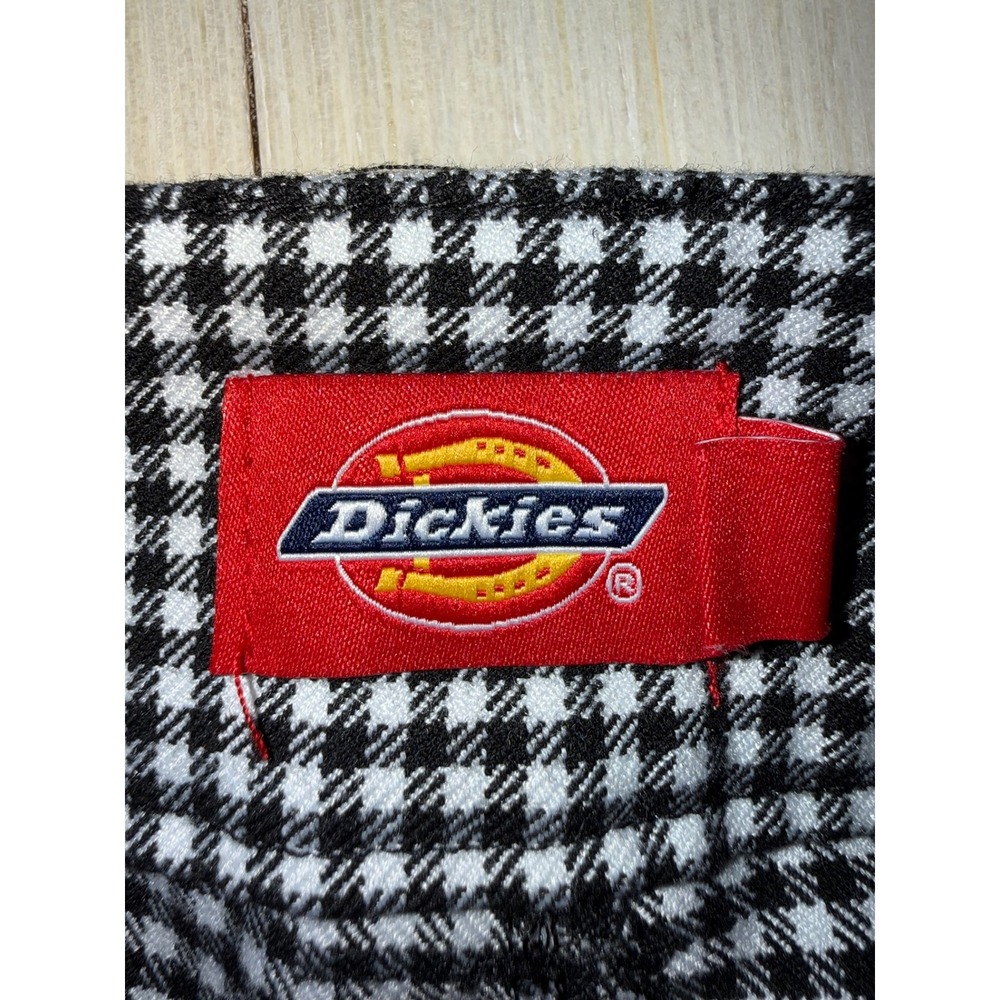 Dickies Women's Houndstooth Trousers Black White Straight Leg Size 9